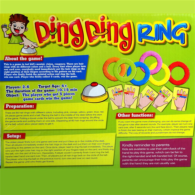 Trò Chơi Rung Chuông Ring Ding Thẻ Bài Board Game 24 Lá Cho 2-6 Người Chơi