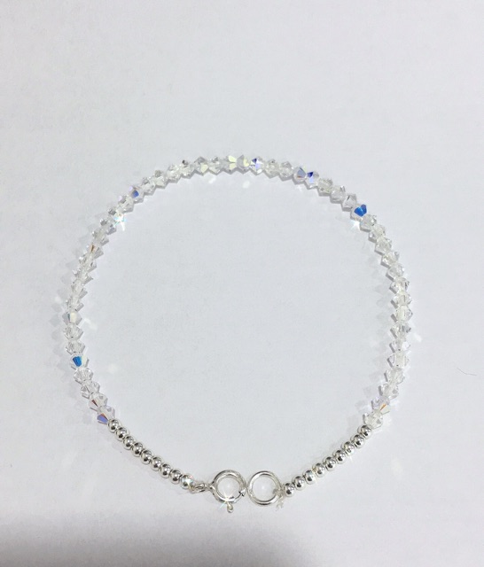 Lắc tay pha lê Swarovski Úc + bi bạc 925 siêu xinh siêu mỏng lấp lánh