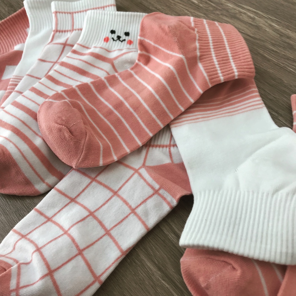 Tất nữ Hàn Quốc cổ ngắn cute set 5 đôi họa tiết hoạt hình chống trơn chống trượt - Cherry Shop