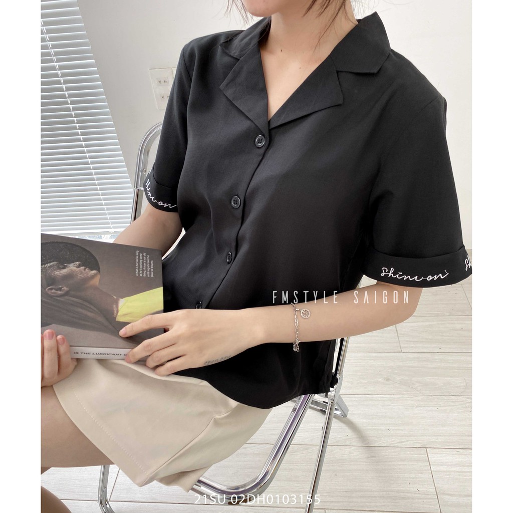 Áo sơ mi tay ngắn cổ vest thêu chữ ulzzang thời trang VM STYLE 22SU03DH0401 | BigBuy360 - bigbuy360.vn
