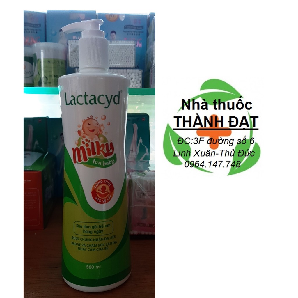 Lactacyd milky 500ml chai vòi sữa tắm gội trẻ em hằng ngày