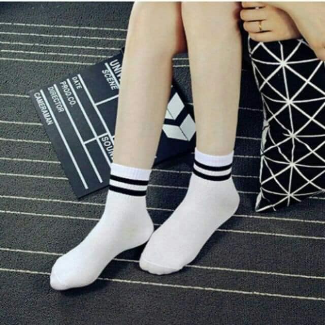 Set 10 đôi tất kẻ cổ chân nữ thể thao Hàn quốc cổ ngắn xì tin-giadungsieure