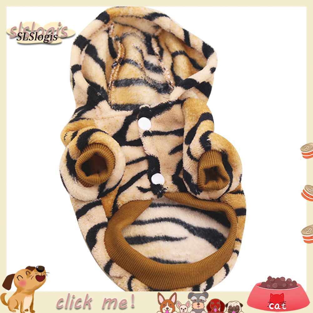 Sgw_áo Khoác Hóa Trang Mùa Đông Phong Cách Hổ Bằng Vải Flannel Ấm Áp Cho Cún Cưng