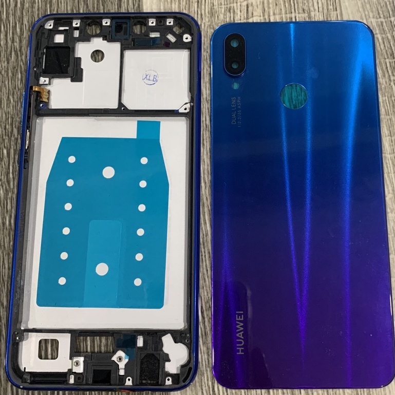 bộ vỏ huawei nova 3i (gồm sườn,lưng phím tăng giảm,) có kính