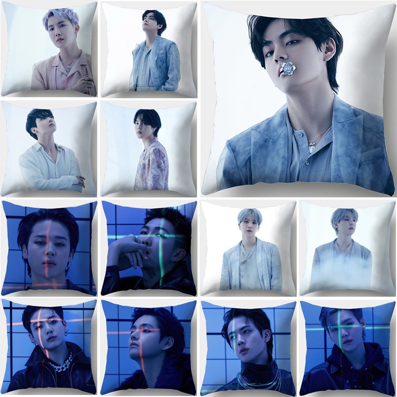 Vỏ Gối Vuông Polyester In Hình BTS Nam-joon Kim ,Seok Jin ,J-Hope, Min Gi ,Ji Min ,Tae Hyung ,Jeon Jung Kook Một Mặt Có Khóa Kéo