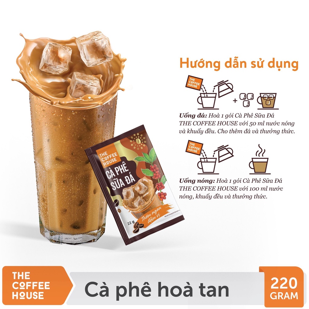 Giá chỉ 98.000 đ/Hộp 25 Gói lớn * 22 G/ gói Cà Phê Sữa Đá The Coffee House THƠM NGON ĐẬM VỊ