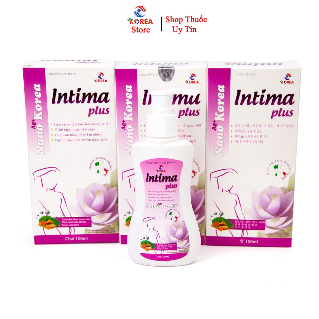 Dung dịch vệ sinh phụ nữ Intima plus, nước rửa phụ khoa giúp làm sạch nhẹ nhàng kháng khuẩn khử mùi hôi, duy trì độ ẩm.