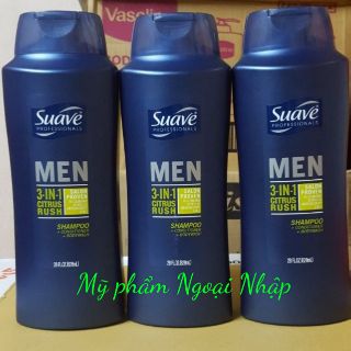 Gội - xả - tắm suave men 3 in 1 828ml - của mỹ