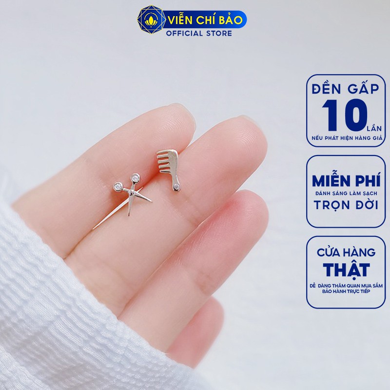 Bông tai bạc nữ Comb Kéo và lược chất liệu bạc 925 thời trang phụ kiện trang sức nữ Viễn Chí Bảo B400329