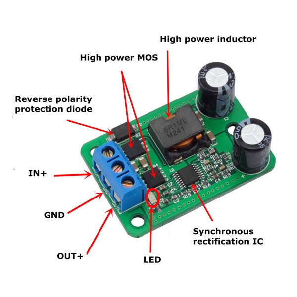 Mô-đun Giảm Áp Đồng Bộ 24V 12 V Cho 5 V 5A 25