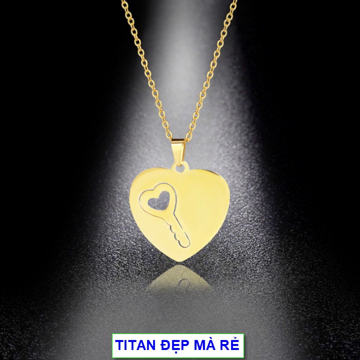 Dây chuyền hình trái tim nữ titan - Hàng titan vàng 18k sáng bóng đẹp - Cam kết 1 đổi 1 nếu đen và gỉ
