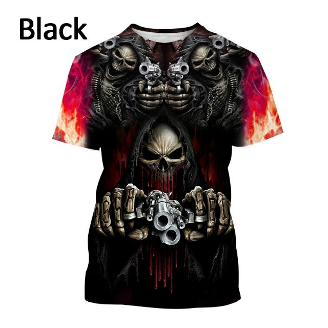 Áo Thun Tay Ngắn Cổ Tròn In Hình Đầu Lâu 3D Cỡ Lớn XXS ~ 6XL Cho Nam