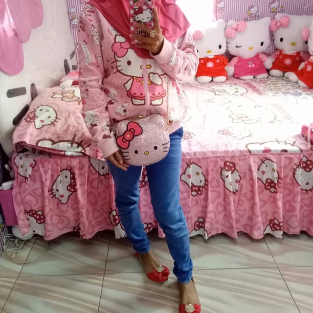 Túi Hello Kitty đính đá handmade