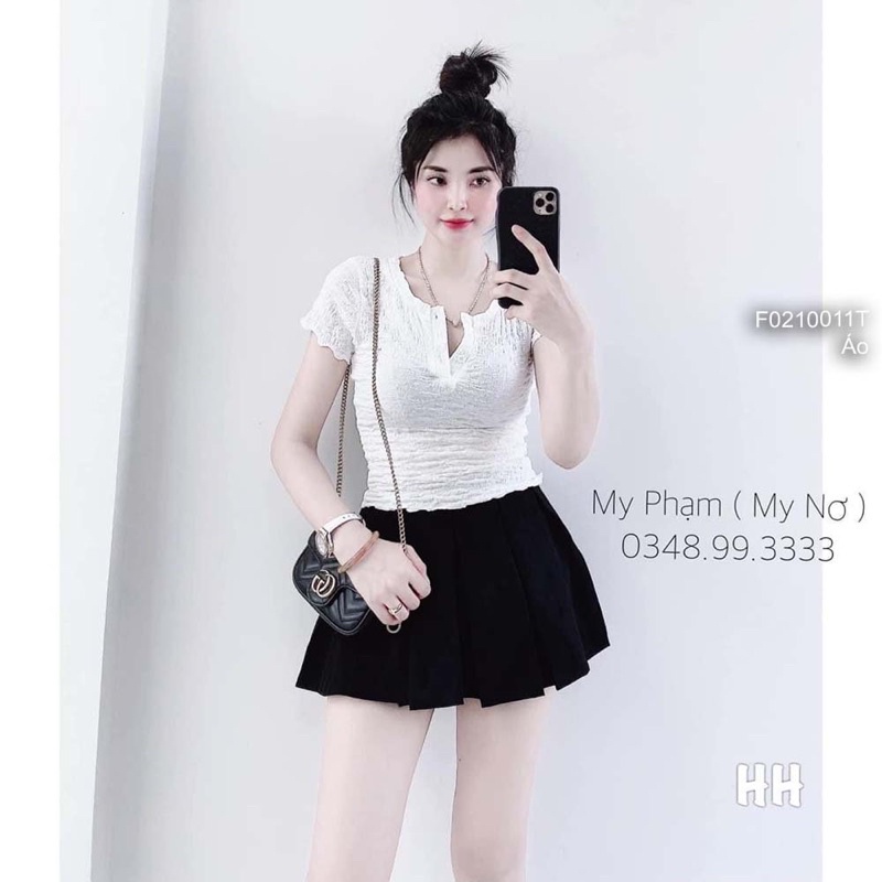 Áo xốp nhăn gài nút