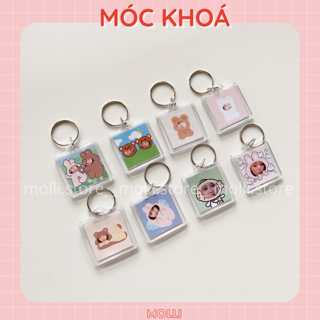 Móc khoá vuông kèm in ảnh theo yêu cầu Molli