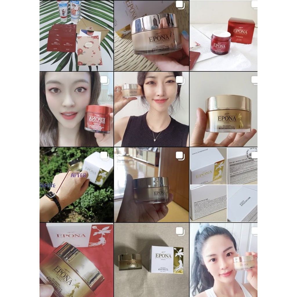 Kem Hồng Sâm Dưỡng Trắng da, Giảm Thâm Nám Epona Red Ginseng Gold Whitening Cream 50ml _ Epona Chính Hãng