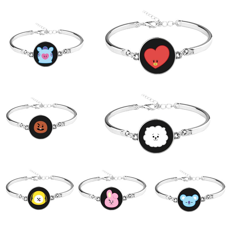 Vòng đeo tay hợp kim mặt hình nhân vật BT21 dễ thương