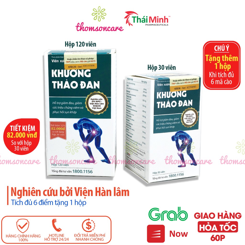 Khương Thảo Đan Mẫu mới - Có tem tích điểm - Hỗ trợ giảm đau nhức xương khớp, đau mỏi cổ vai gáy