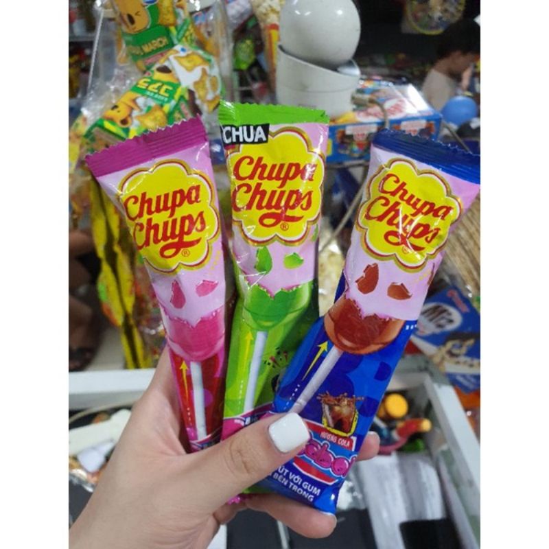 Bịch Kẹo Mút 30 Chiếc 3 Vị Dâu, Cola, Táo Chua, Nho Có Gum Thổi