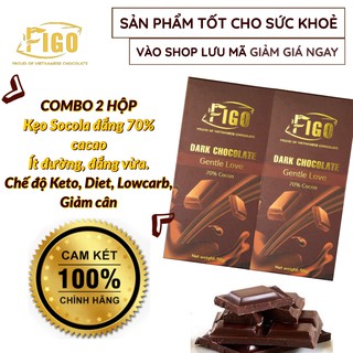 [SOCOLAKETO_DIET-COMBO 2 HỘP] Kẹo Socola đen đắng 70% cacao ít đường, đắng vừa 50g 2 HỘP FIGO