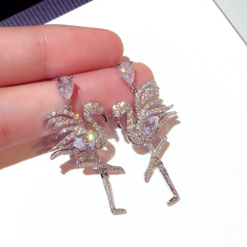 Ladies Style Single Foot Stand Flamingo Anting,es Keluar Flamingo Anting Perhiasan