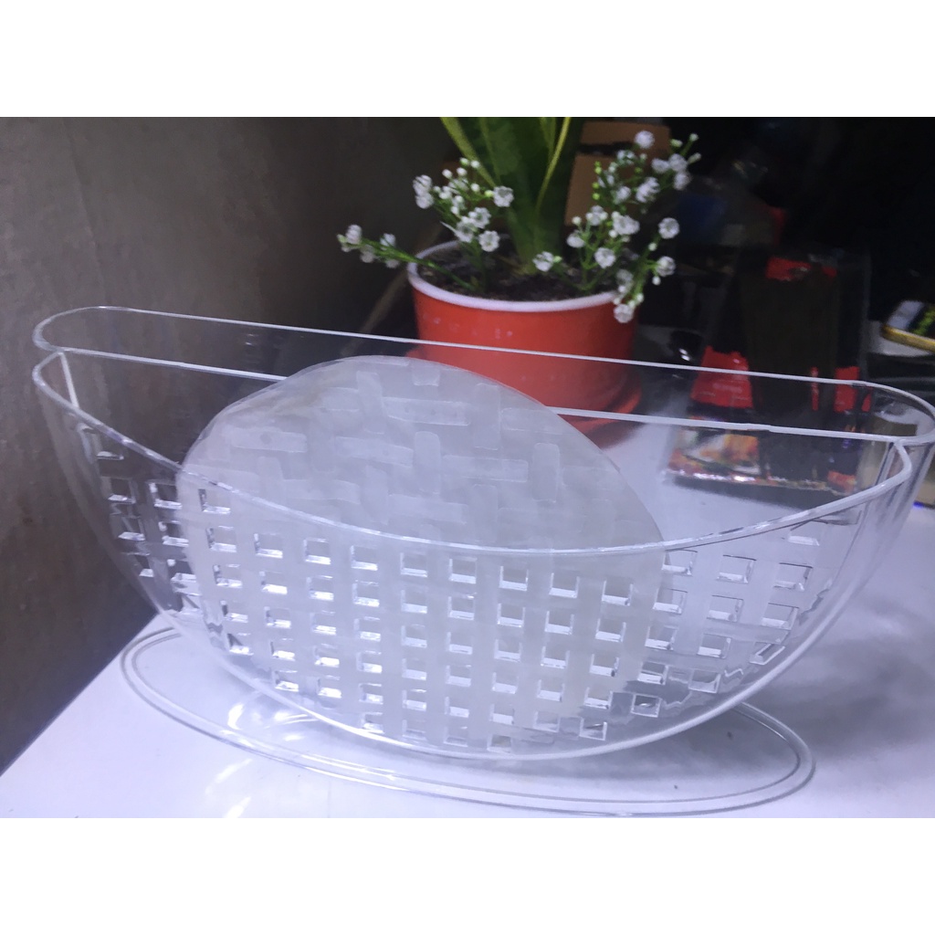 Nhúng bánh tráng 2 ngăn nhựa trong Acrylic cao cấp Size 21.5x13x7cm