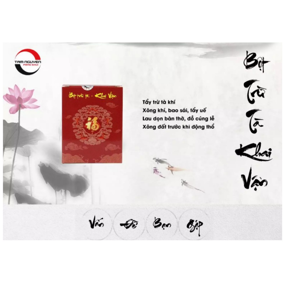 Bột tẩy uế khí, tạp khí, xông đất, xông nhà phong thủy, bột xông chiêu tài, thay đổi vận khí