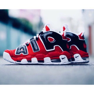 GIÀY AIR UPTEMPO ĐỎ CHỮ ĐEN VIỀN TRẮNG đế trắng đỏ