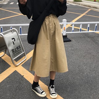 (ORDER) Chân váy kaki xòe dáng dài Vintage Hàn Quốc