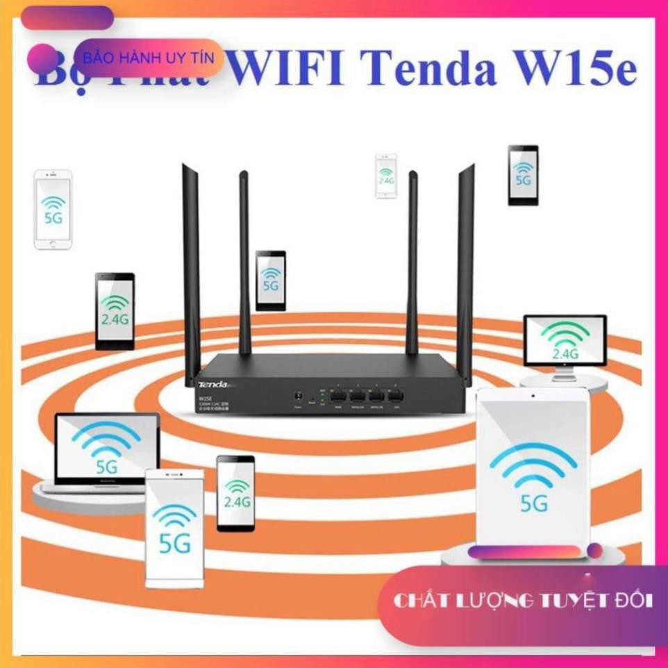 ( Xả kho sập sàn) Bộ Phát WIFI Tenda W15e Ac1200mps Mạng Doanh Nghiệp 50 User  - bảo hành uy tín