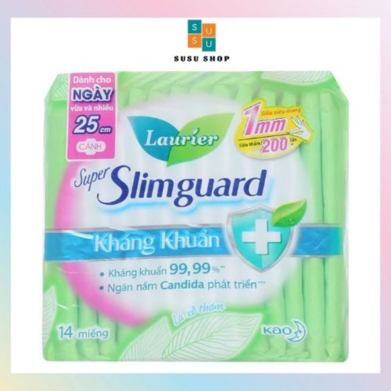 Băng Vệ Sinh Laurier Slimguard Kháng Khuẩn 99,99% ngăn chặn nấm Candida phát triển, cho vùng nhạy cảm luôn sạch thoáng