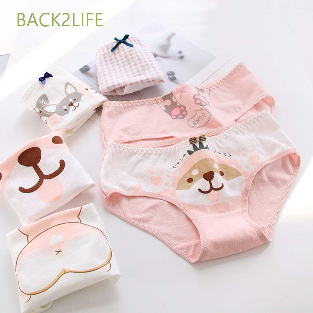 Quần Lót Cotton Lưng Vừa In Hình Chú Chó Corgi Dễ Thương Thoải Mái Cho Nữ