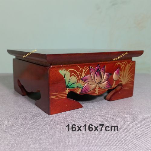 Đôn Gỗ Thờ - Đế Gỗ Tự Nhiên Đắp Nổi Hoa Sen, có nhiều kích thước