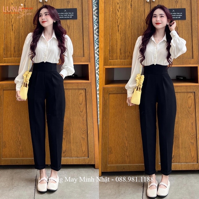 Quần baggy công sở cạp  V- Quần tây nữ chất đẹp cạp cao  Liền đủ màu chất mát, dày dặn đứng form-mã 106