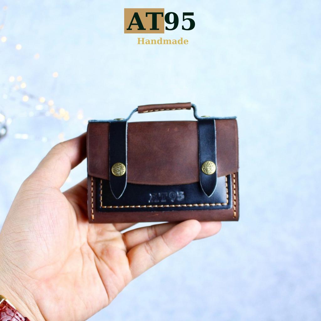 Ví cặp mini da bò thật hàng thủ công độc, lạ thương hiệu AT95 HANDMADE