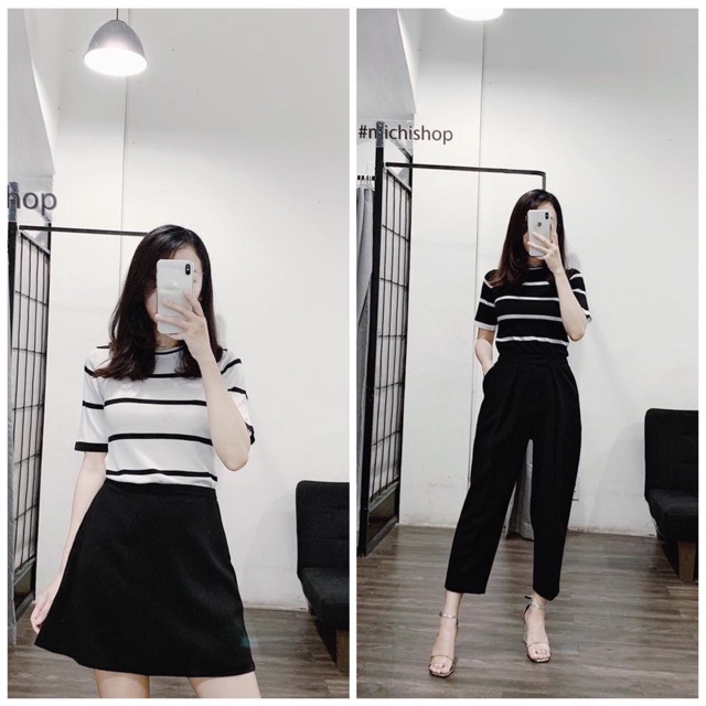 [Mã WA710 hoàn 12k xu đơn 150k] Áo thun kẻ ngang trẻ trung nữ A56 ( ảnh thật)