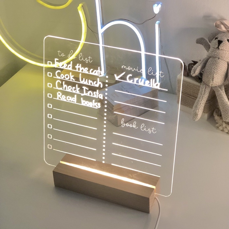 Bảng Ghi Chú Đèn LED Phát Sáng, Đèn Ngủ Để Bàn - 3 Mẫu Mã Chihome Decor