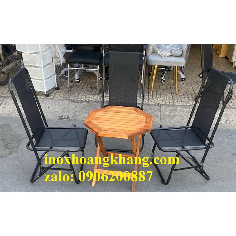 Ghế thép sơn tĩnh điện,ghế cafe lưng cao xếp gọn ngoài trời, ghế xếp cafe lưới sịn