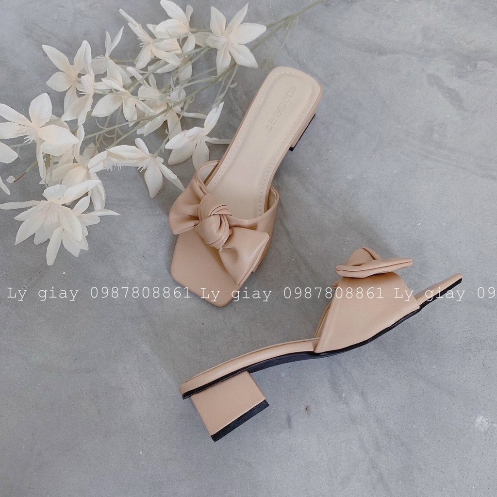 dép nữ xinh thời trang phối nơ xoắn lên chân cực xinh xắn s161