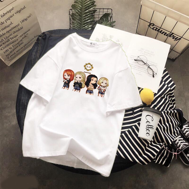 Áo thun Cotton Unisex - Fan Mamamoo Hàn Quốc - K-Pop - Chibi - Mamamoo đưa tay dấu X