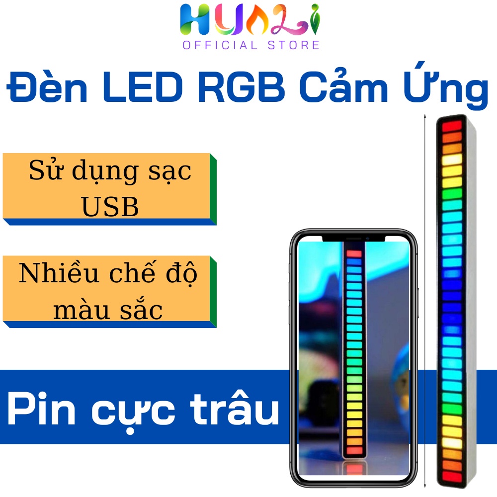 Thanh Đèn Led Rgb Nháy Theo Nhạc, Cảm Biến Âm Thanh, Dèn Led Rgb Tik Tok Đèn Trang Trí Ô Tô, Có Thể Điều Khiển Bằng APP