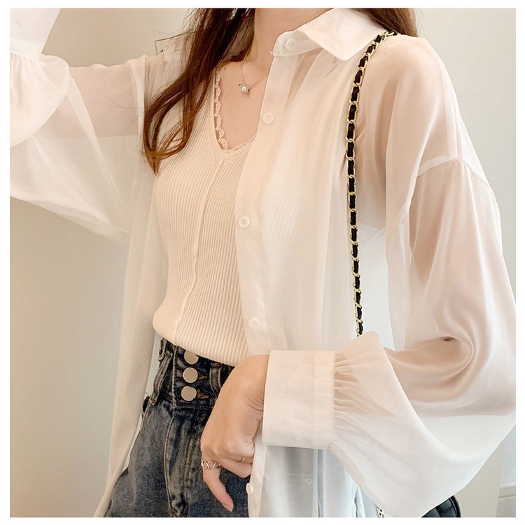 Áo Khoác Sơ Mi Trắng Mỏng Tay Dài Chống Nắng Thời Trang Mùa Hè 2022 Mới Dành Cho Bạn Nữ