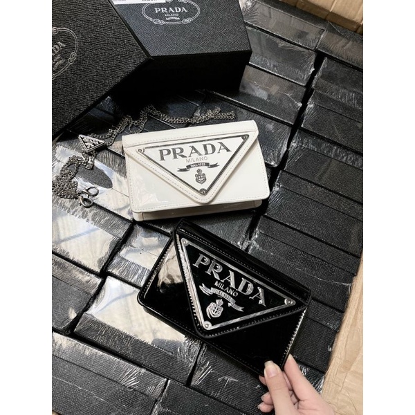 Túi #prada da bóng mini đeo chéo xịn fullbox 19cm