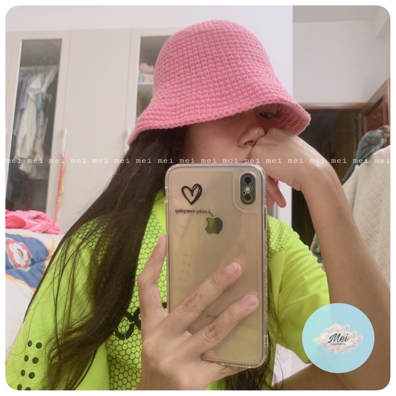 NÓN BUCKET HAT LEN MÓC MÀU TRƠN ĐƠN GIẢN CÁ TÍNH- Basic Bucket hat len handmade