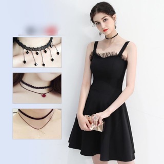 Zerasy - Đầm 2 dây viền cổ cách điệu