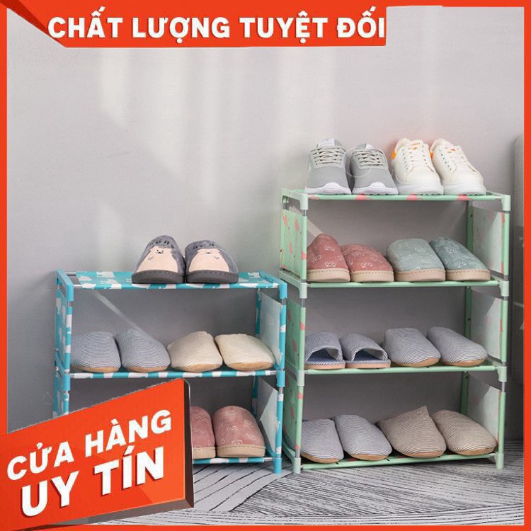 Kệ để giày dép 4 tầng bằng vải không dệt họa tiết ngộ nghĩnh