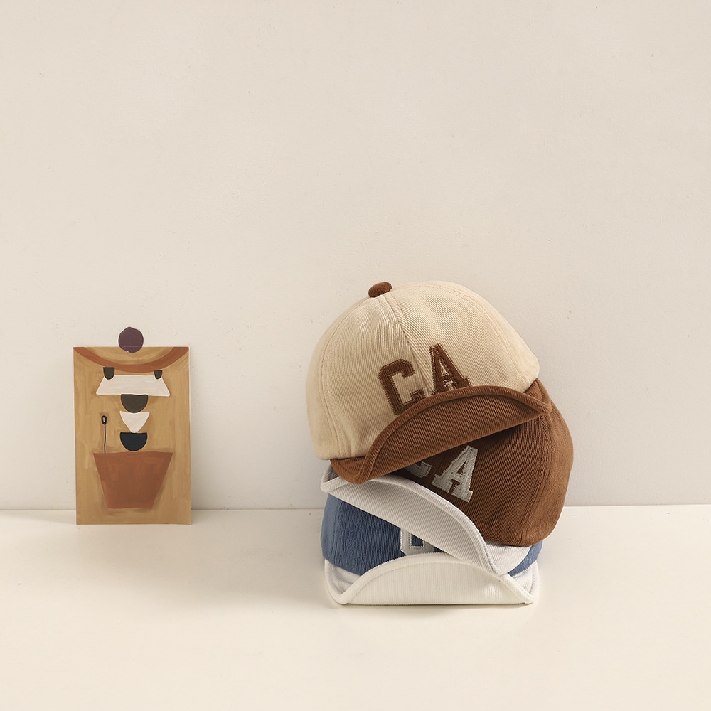 Mũ Lưỡi Trai Nhung Kẻ Thêu Chữ Nhiều Màu Sắc Phong Cách Hàn Quốc Dành Cho Trẻ Nhỏ