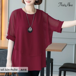 Áo Voan 2 Lớp Cánh Dơi Cho Phụ Nữ Trung Niên A418