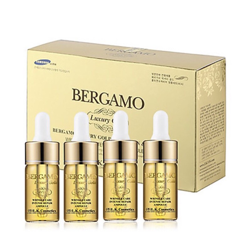 Bộ Tinh Chất Dưỡng Chống Nhăn Và Làm Sáng Da Bergamo Luxury Gold Collagen Serum & Caviar Geo (52ml)