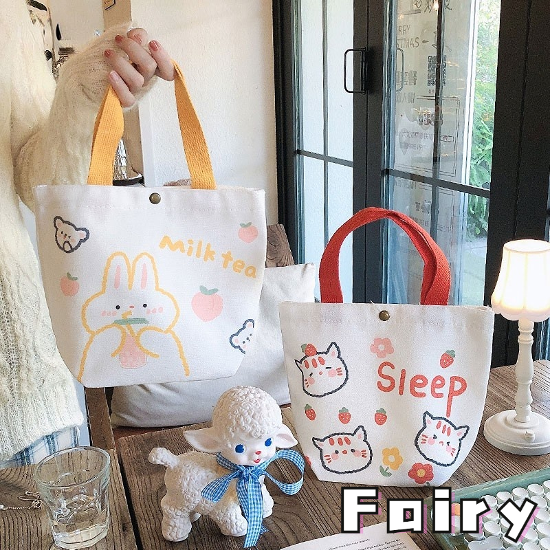 MLKSRH KQES Túi tote Nhỏ In Họa Tiết Hoạt Hình Dễ Thương Trọng Lượng Nhẹ